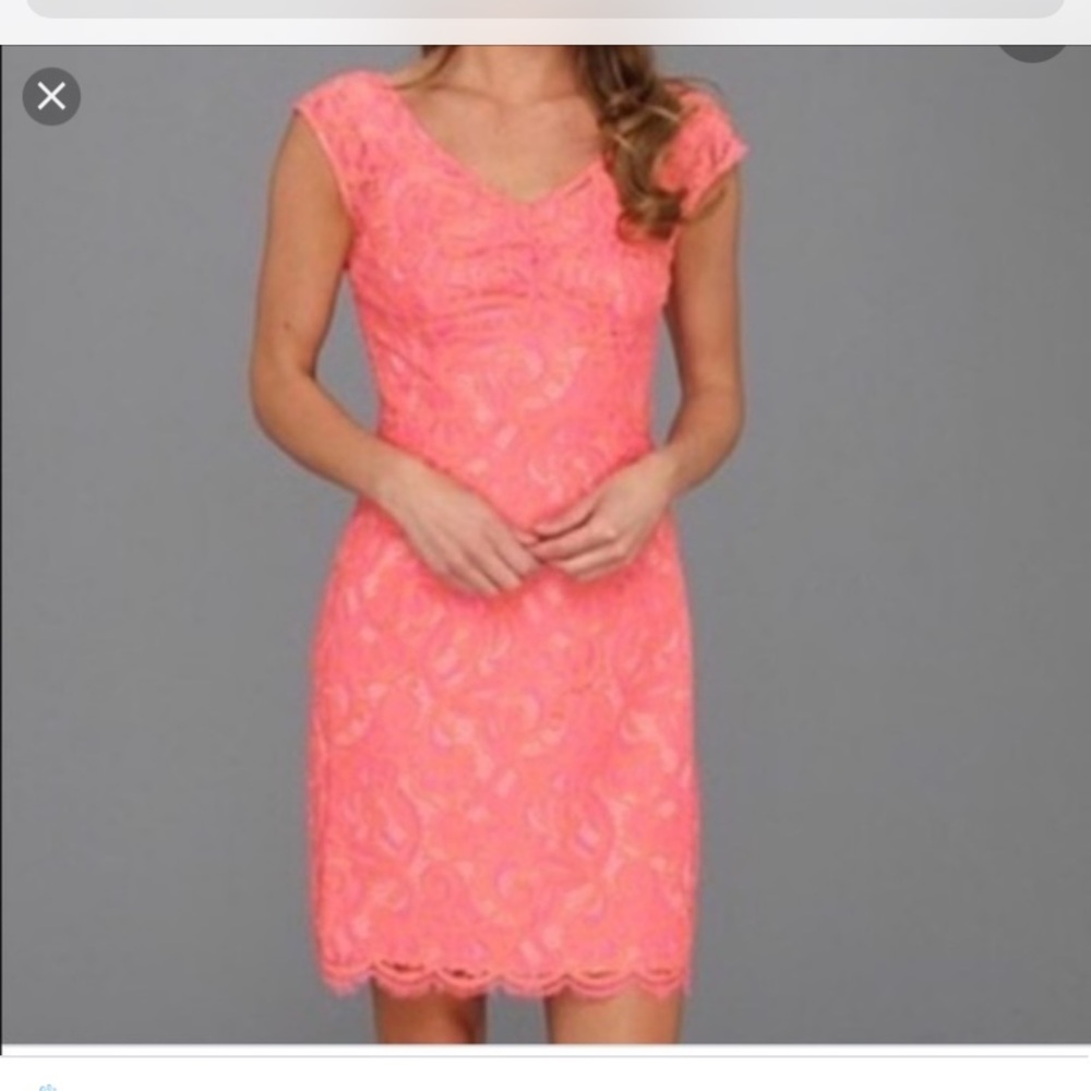 Lilly Pulitzer Coral Pink Lace Sheath Dress